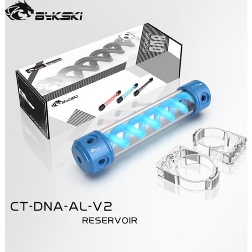 BYKSKI Reservoir Length 190/260MM X 50MM Aluminum Acrylic Double Helix T-Virus Cylindrical Water-Cooled Coolant Tank