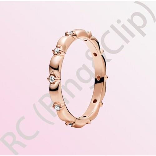 2020 New Arrival 925 Sterling Silver Flower Petals Band Ring Sparkling Rings for Women Engagement Jewelry Anniversary Rose Gold