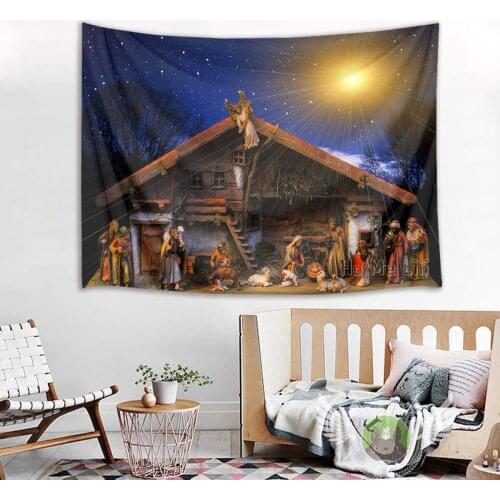 Nativity Manger In Starry Night Christian For Bedroom Living Room College Dorm Art Decor