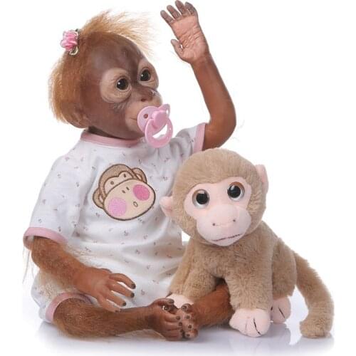 NPK 52CM handmade detailed paint reborn baby Monkey newborn baby doll collectible art high quality doll