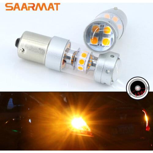2pcs Amber Yellow 140W LED BAU15S 7507 PY21W 1156PY LED Bulbs For Front Turn Signal Light For AUDI A4 Q3 Q5 SQ5 A6 S6 A3 Quattro