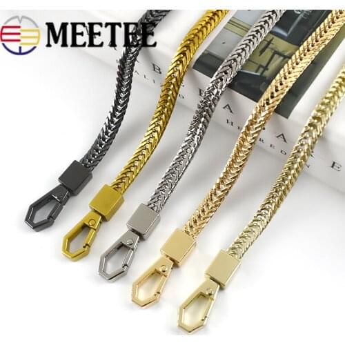 Meetee 100-120cm Bag Strap 6mm Metal Replacement Purse Chain Buckles Shoulder Small Bags Straps Handle Chain Accessories