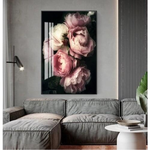 Fashion Posters And Prints Living Room Decor Vintage Poster Flowers Wall Art Canvas Print Pink Peony Floral Painting Picture
