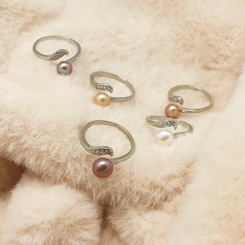 Momiji Personalized Pearl Open Ring for Women Elegant Fashion Jewelry Gift Wedding Party Ring Adjustable