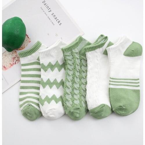 5Pairs/lot women/men boat socks COTTON for summer/spring Low-cut Socks fashion green/flower cute