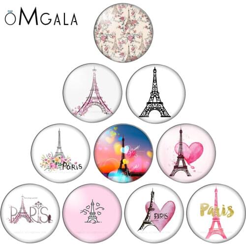 New Beauty Eiffel Tower 10pcs 12mm/18mm/20mm/25mm Round photo glass cabochon demo flat back Making findings