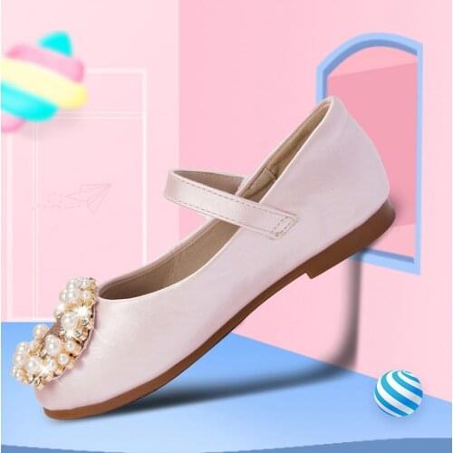 2021 New Children Princess Shoes Girls Pearl Sequins Dress Shoes Korean Style Cute Shoes for Baby Girl 25-35