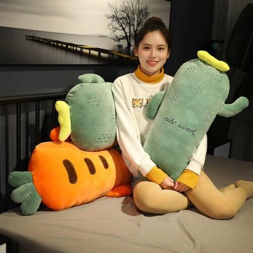 70cm/100cm New Big Size Cactus Carrot Plush Long Pillow Soft Stuffed Cartoon Fruits Strawberry Sleeping Cushion Children Gifts