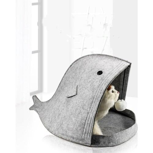 Pet Dog Cute Shark Shaped Solid Bed Dog Cat Foldable Comfortable Washable Beds Suit For All Seasons DB747