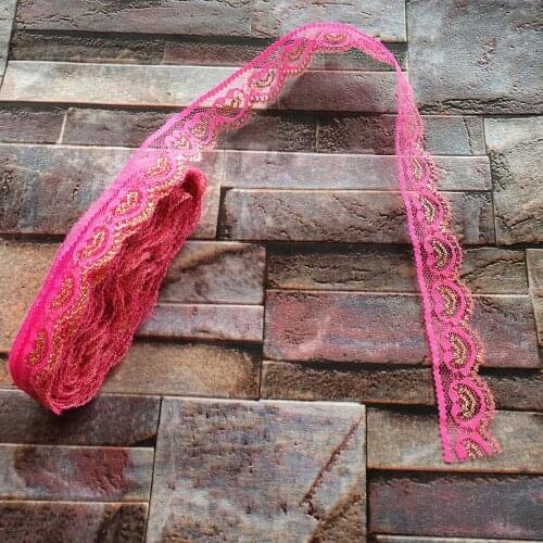 Wholesale 10 yards Pretty 22mm Width Rose and Golden Lace Ribbon Embroidery Lace DIY Jewelry Decoration Clothing Accessories