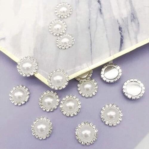 Semi-Circular Pearl Flat Buckle 10Pcs Of Exquisite Artificial Pearl Sun Flower Disc Buckle 15Mm Diameter