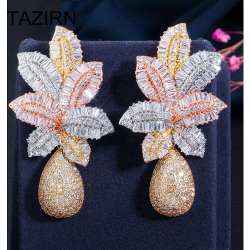 Luxury Tropical Pineapple Shape Bohemian Drop Earrings AAA+ Cubic Zirconia Party Wedding Bridal Jewellery Piercings Earrings