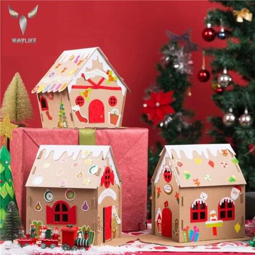 Christmas Children Diy Handmade Decorative Biscuit House Puzzle Props Toy Material Package Kindergarten Stereo