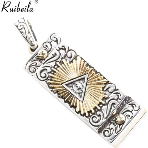 Ruibeila Croix Harmonica Collier Peut Souffler Hommes et Femmes Thai Bijoux En Argent 925 Argent Oeil de Dieu Pendentif