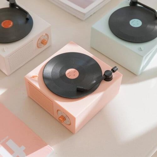 TWS Portable Creative Retro Record Player Shape Stereo Bluetooth Speaker Music Box Support Bluetooth/Card/AUX Audio Universal