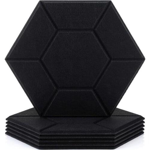 Quality 6 Pack Hexagon Acoustic Panels Soundproof Padding High Density Decorative Sound Dampening Panels for Home and Office