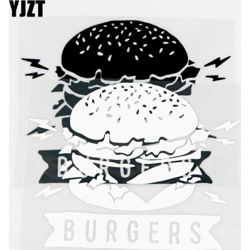 YJZT 15.6×12CM Funny Car Sticker Delicious Hamburger Vinyl Decals Car Styling Black / Silver 10A-0813