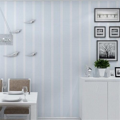 Beibehang Green simple plain vertical stripes non-woven wallpaper bedroom living room sofa backdrop