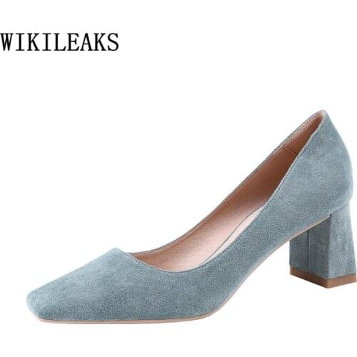 Chunky Heels Square Toe Heels Shoes for Women 2021 High Heels Pumps Women Shoes Wedding Heels Office Shoes Women Korean Fashion