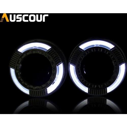 2pcs 2.5 inch hid bixenon Projector lens led day running DRL angel eyes shrouds mask fit for h1 h4 h7 car model car assembly kit
