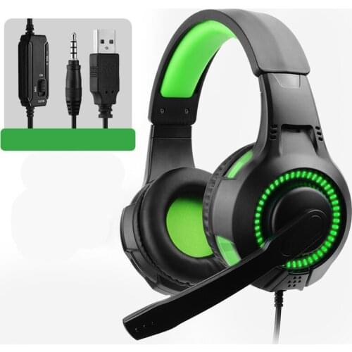 3.5mm Portable Wired Earphone Wired Gaming Headset USB LED Headphone With Microphone For Laptop Audio Accessories
