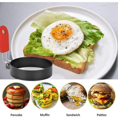 4 Pack Stainless Steel Egg Cooking Rings with Anti-Scald Handle Pancake Mold for Frying Eggs