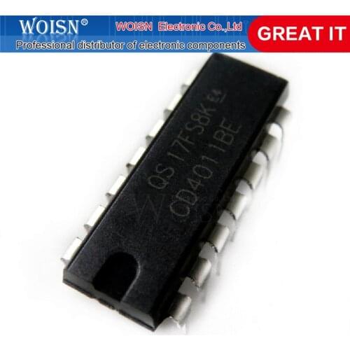 5pcs/lot CD4011BE CD4011 DIP-14 4011 QUAD 2-INPUT NAND GATE IC In Stock