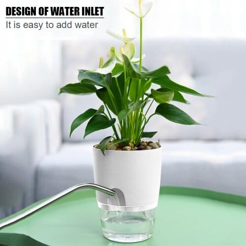 ABS Automatic Self Watering Flower Pot for Succulent Plants Indoor Home Decor Office Decor Hydroponic Flowerpot