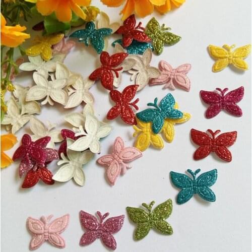 10PCS Glitter Butterfly sew on Patch diy craft accessory craft /Wedding ornament flower applique for clothes birthday party dec