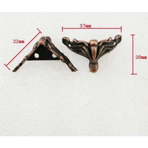 Zinc Alloy Red Antique Tone Jewelry Gift Box Wood Case Deco Carving Corner Protector Bronze Tone,37*20mm,2Pcs