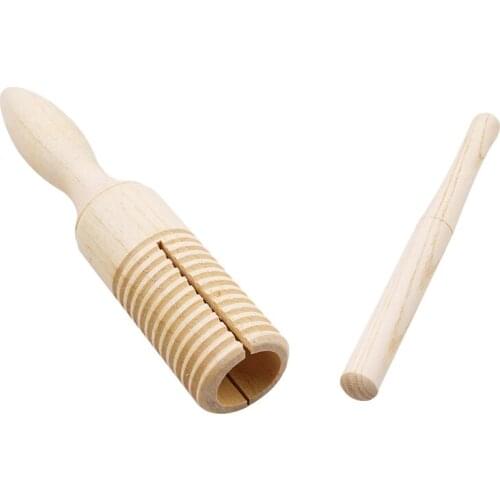 Wooden Musical Instrument For Children Toys Sound Tube Small Single-threaded Ring Percussion Cylinder Croak Frog Barrel