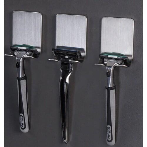 2/4pcs Free-punch Razor Holder Men Shaver Shelf Rack Bag Key Wall Hook Towel Storage Organizer Kitchen Bathroom Accessories