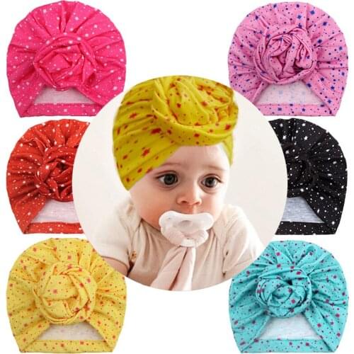 NEW Baby Turban Hat Newborn Beanie Caps Kids Girls Dot Print Headwear Infant Toddler Shower Hat Birthday Gift Photo Props