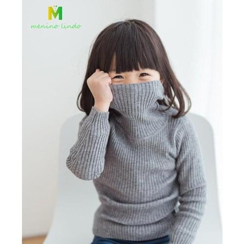 Girls knitted turtleneck full length sweaters 2-13T children warm clothes kids spring fashion cute jacket baby girls sweaters