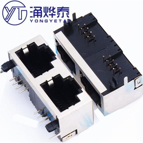 YYT 5PCS RJ45 56 dual port without light 1x2 RJ45 socket 8P8C network socket with shielding without light without shrapnel