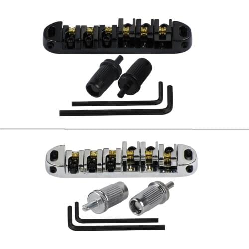 FLEOR 1PC Electric Guitar Bridge Roller Saddles Tune-O-Matic for LP Style Guitar,Black or Chrome