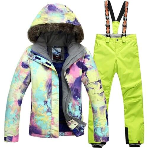 Gsou Snow Women Ski Suit+Pants Snowboard Jacket Women Winter Female Jacket Sports Suits Ski Set Free Shipping Women Ski Jacket