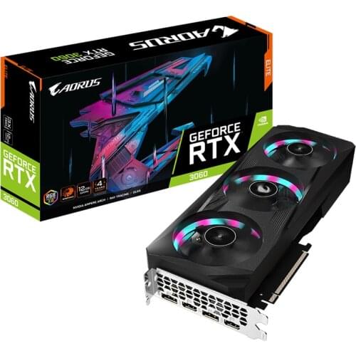 GIGABYTE NVIDIA AORUS GeForce RTX 3060 ELITE 12G Gaming Graphics Card with GDDR6 Memory 3584 CUDA Cores