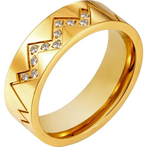 Fashion Rhinestone Lightning Ring For Women Men High Quality Stainless Steel Simple Irregular Wedding Party Elegant Jewelry Gift