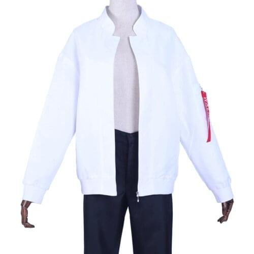 Anime Tokyo Revengers Hanemiya Kazutora Cosplay Costume Wig Zipper White Jacket Valhalla Uniform Baseball Coat Halloween Party