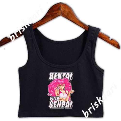 Hentai Crop Top Women Building Printing Female Summer O Neck Crop Top Women Sleeveless Cute Vest