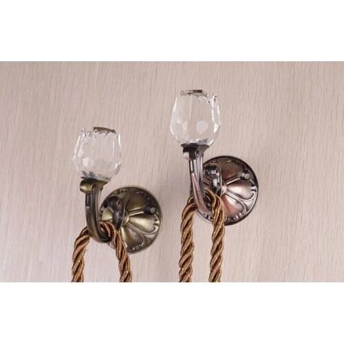 Free shipping-Crystal Rose Robe Hooks Wall hook Curtain hooks Curtain accessories 2Pcs/set Big size TieBack Towel Hanger