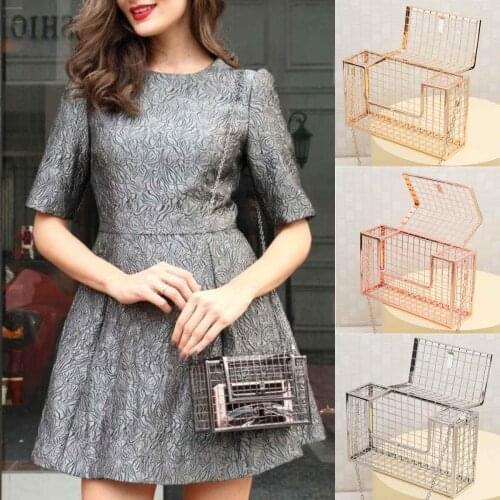 Fashion design personality hollow metal cages party clutch evening bag shoulder bag ladies handbag messenger bags purse
