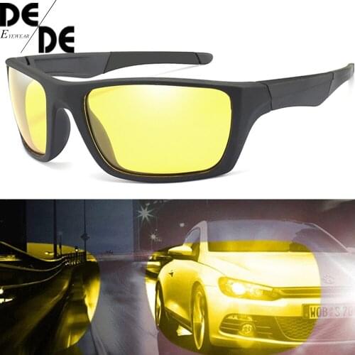 2019 Hot Mens Polarized Men Sunglasses Night Vision Yellow Lens Night Driving Glasses Goggles Anti-Glare Polarizer Eyewears