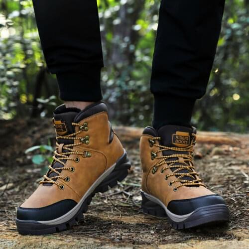 Brand men boots winter plus velvet warm outdoor waterproof ankle boots fashion male sneakers high quality large size 40-46 botas