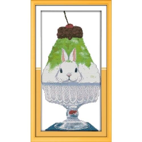 The rabbit ice cream cross stitch kit cartoon 14ct 11ct count print canvas stitching embroidery DIY handmade needlework