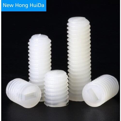 M3 M4 M5 M6 M8 White Nylon Set Grub Screw Plastic Thread Flat Head Metric Headless Slotted Bolt