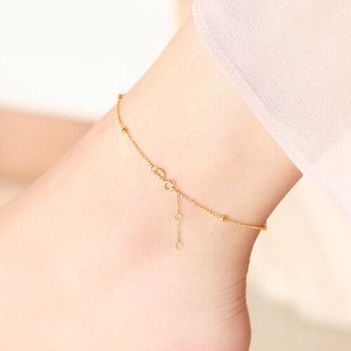 NYMPH Genuine 18K Gold Anklet Pure AU750 Yellow White Rose Gold Fine Jewelry for Women Luxury Gift J500
