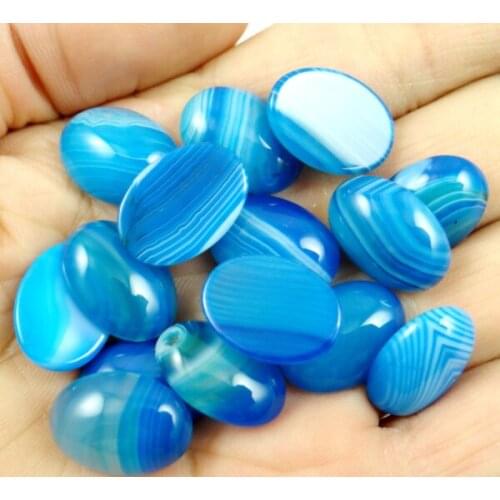 Natural Stone blue Striped Onyx Oval Shape Cabochons CAB 13*18MM Good Quality Bead Jewelry Making Ring Pendant accessories 24PC