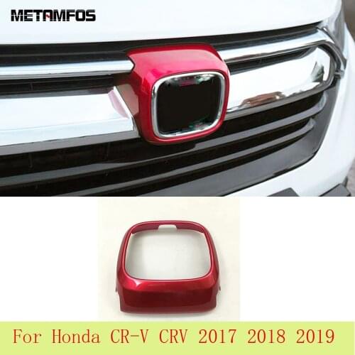 For Honda CR-V CRV 2017 2018 2019 Carbon Fiber Car Front Head Logo Cover Trim Decoration Frame Exterior Accessories Car Styling